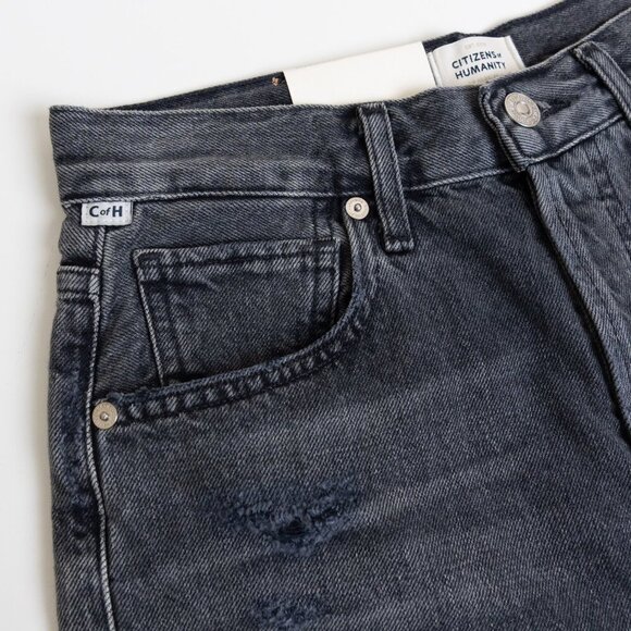 Citizen Of Humanity Camilla Frayed Hem Ripped Shorts Karma Gray Denim Jorts - Picture 7 of 16